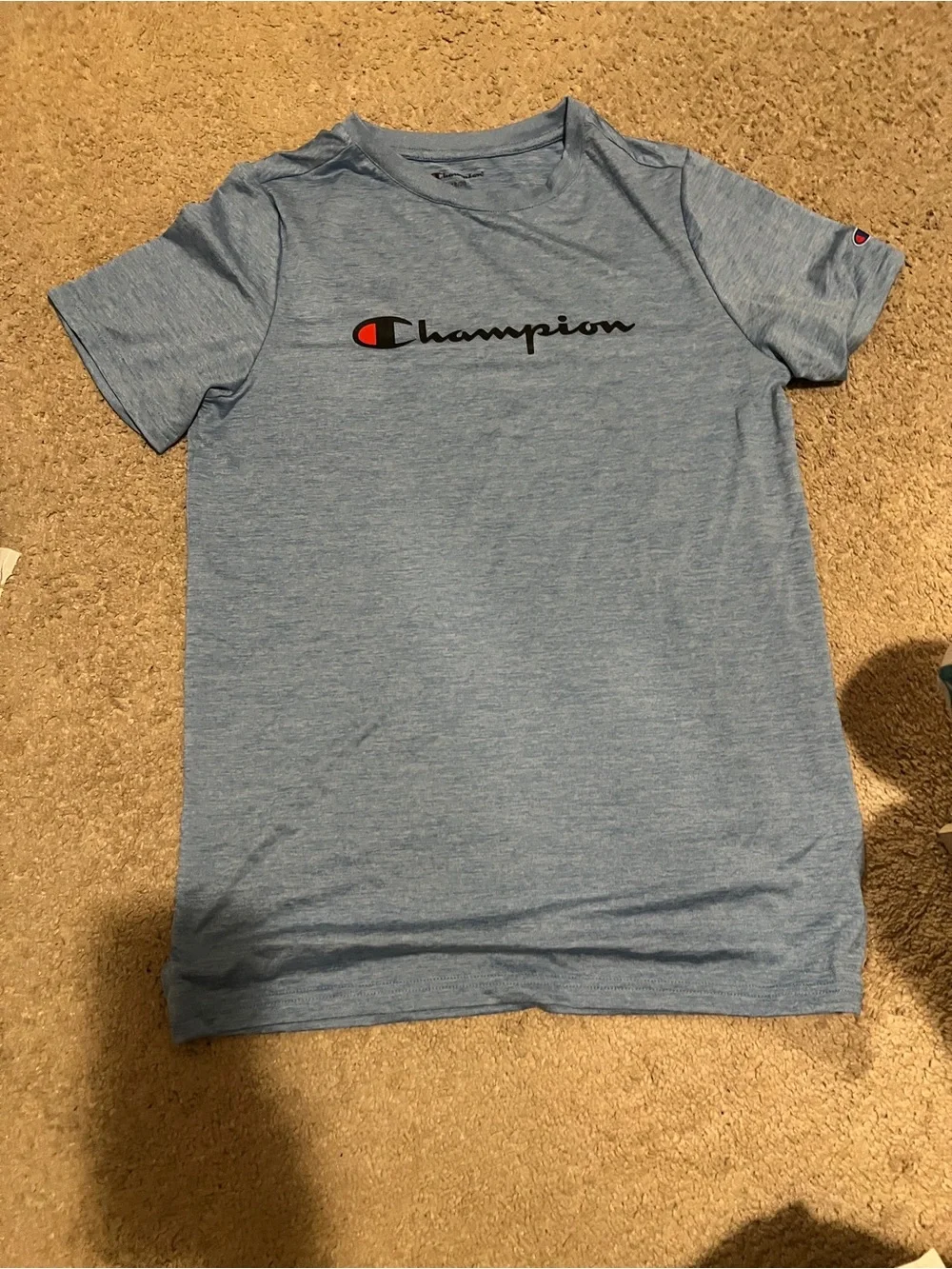 Champion Light Blue Heather Logo Short Sleeve Tee